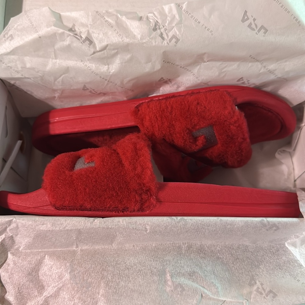 APL Red Furry Slide Sandals - Picture 4 of 4